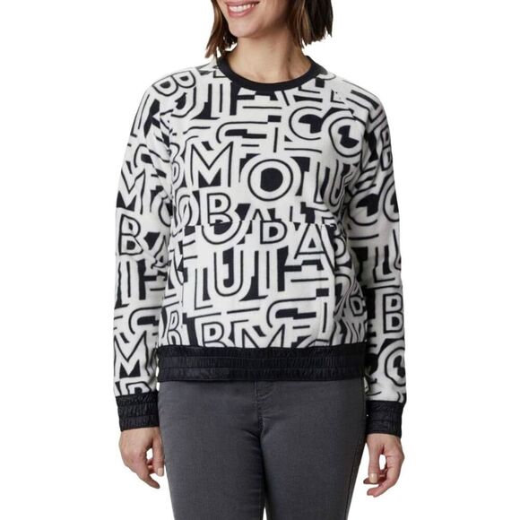 Columbia Women's Exploration Fleece Crew White Typo Print Size Medium - Picture 1 of 7